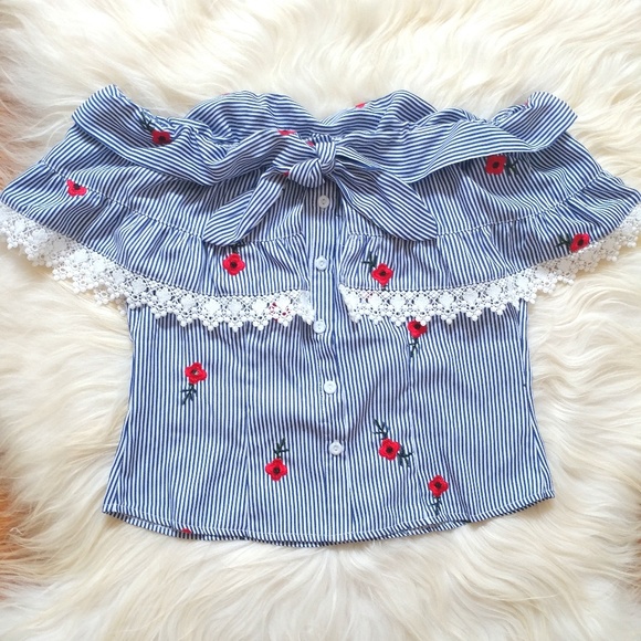 Tops - NEW bardot flounce blouse